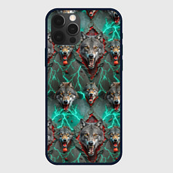 Чехол для iPhone 12 Pro Max Эпичный паттерн из волков, цвет: 3D-черный