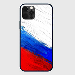 Чехол для iPhone 12 Pro Max Триколор красками, цвет: 3D-черный