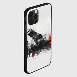 Чехол для iPhone 12 Pro Max Летающий ворон и город, цвет: 3D-черный — фото 2
