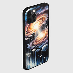 Чехол для iPhone 12 Pro Max Слияние двух галактик - неоновое свечение, цвет: 3D-черный — фото 2