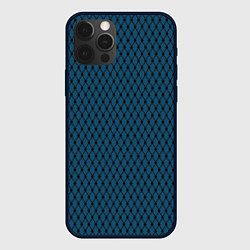 Чехол для iPhone 12 Pro Max Тёмно-лазурный паттерн сетка, цвет: 3D-черный