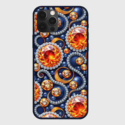 Чехол для iPhone 12 Pro Max Ювелирные украшение с золотом и бриллиантом паттер, цвет: 3D-черный