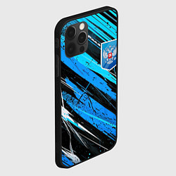 Чехол для iPhone 12 Pro Max Герб России на абстрактном синем фоне, цвет: 3D-черный — фото 2