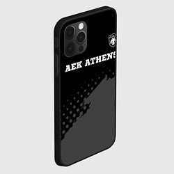 Чехол для iPhone 12 Pro Max AEK Athens sport на темном фоне посередине, цвет: 3D-черный — фото 2
