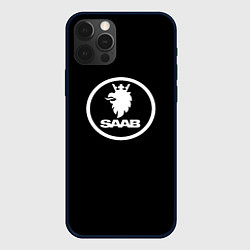 Чехол для iPhone 12 Pro Max Saab avto logo, цвет: 3D-черный
