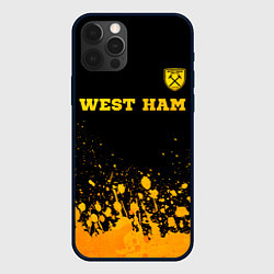 Чехол для iPhone 12 Pro Max West Ham - gold gradient посередине, цвет: 3D-черный