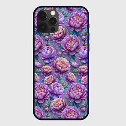 Чехол iPhone 12 Pro Max Крупные пионы садовые дачные цветы паттерн