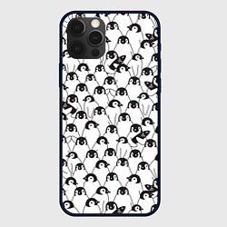 Чехол для iPhone 12 Pro Max Узор с пингвинами, цвет: 3D-черный