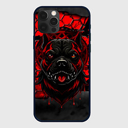 Чехол для iPhone 12 Pro Max Раздражённый питбуль голова, цвет: 3D-черный