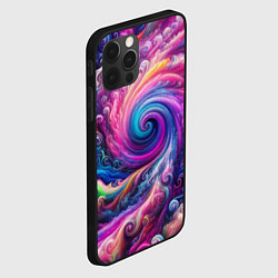 Чехол для iPhone 12 Pro Max Абстракция, водоворот из ярких красок, цвет: 3D-черный — фото 2