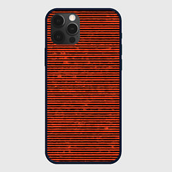 Чехол для iPhone 12 Pro Max Чёрно-оранжевый полосатый, цвет: 3D-черный