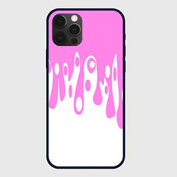 Чехол iPhone 12 Pro Max Потеки розовой краски на белом