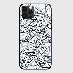 Чехол iPhone 12 Pro Max Чёрные хаотичные линии на белом фоне