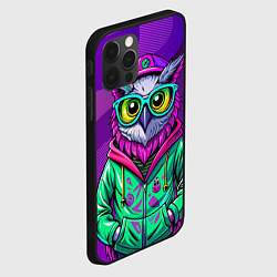 Чехол для iPhone 12 Pro Max Модная сова на фиолетовом, цвет: 3D-черный — фото 2