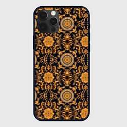 Чехол для iPhone 12 Pro Max Золоте классические узоры паттерн из ткани, цвет: 3D-черный