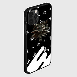 Чехол для iPhone 12 Pro Max Ведьмак медальён лого паттерн, цвет: 3D-черный — фото 2