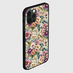 Чехол для iPhone 12 Pro Max Нежные цветочные мотивы паттерны, цвет: 3D-черный — фото 2