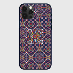 Чехол для iPhone 12 Pro Max Изящный славянский узор-паттерн с цветами, цвет: 3D-черный