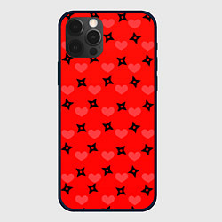 Чехол для iPhone 12 Pro Max Сюрикены и сердечки: красный, цвет: 3D-черный