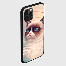 Чехол для iPhone 12 Pro Max Мемный кот Grumpy Cat с нимбом, цвет: 3D-черный — фото 2