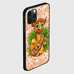 Чехол для iPhone 12 Pro Max Жираф играет на гитаре, цвет: 3D-черный — фото 2