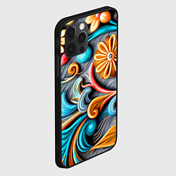 Чехол для iPhone 12 Pro Max Растительный узор - нейросеть, цвет: 3D-черный — фото 2