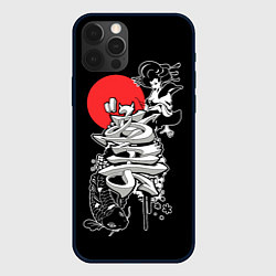 Чехол для iPhone 12 Pro Max Японская гейша и карп кои, цвет: 3D-черный