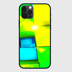 Чехол iPhone 12 Pro Max Зелёные кубы разломы