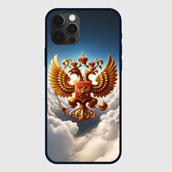 Чехол для iPhone 12 Pro Max Герб России в облаках, цвет: 3D-черный