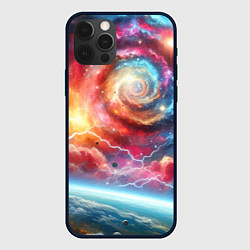 Чехол для iPhone 12 Pro Max Полёт к далёкой галактике - неоновый космос, цвет: 3D-черный
