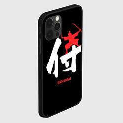 Чехол для iPhone 12 Pro Max Иероглиф - красный самурай, цвет: 3D-черный — фото 2
