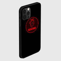 Чехол для iPhone 12 Pro Max Saab red logo, цвет: 3D-черный — фото 2