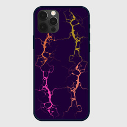 Чехол для iPhone 12 Pro Max Молнии на пурпурном, цвет: 3D-черный