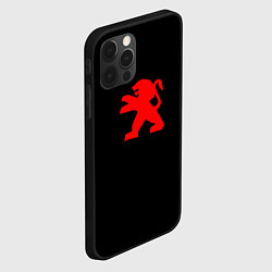Чехол для iPhone 12 Pro Max Peugeot red logo, цвет: 3D-черный — фото 2