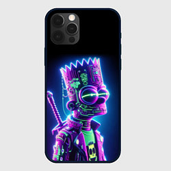 Чехол iPhone 12 Pro Max Bart Simpson cyber ninja - neon glow