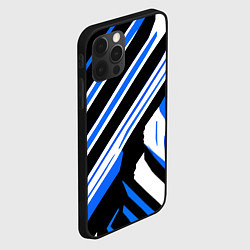 Чехол для iPhone 12 Pro Max Чёрно-синие полосы на белом фоне, цвет: 3D-черный — фото 2
