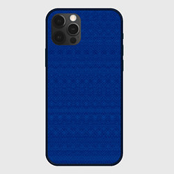 Чехол для iPhone 12 Pro Max Однотонный синий полосатый узор, цвет: 3D-черный