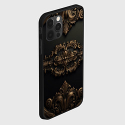 Чехол для iPhone 12 Pro Max Объемные темные золотые узоры, цвет: 3D-черный — фото 2