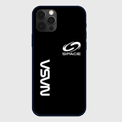 Чехол для iPhone 12 Pro Max Nasa space logo white, цвет: 3D-черный