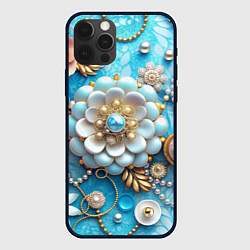 Чехол iPhone 12 Pro Max Цветы и жемчуг