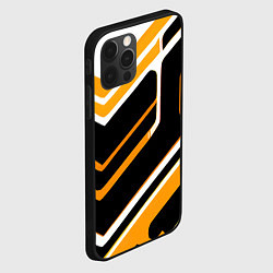Чехол для iPhone 12 Pro Max Чёрно-жёлтые полосы на белом фоне, цвет: 3D-черный — фото 2