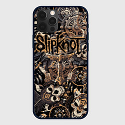 Чехол для iPhone 12 Pro Max Slipknot на фоне масок черепов животных, цвет: 3D-черный