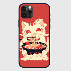 Чехол iPhone 12 Pro Max Japanese cat eats ramen