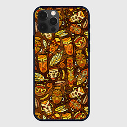 Чехол для iPhone 12 Pro Max Африканские маски - паттерн, цвет: 3D-черный