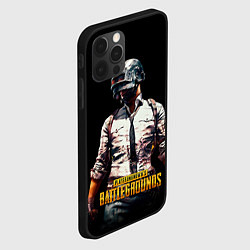 Чехол для iPhone 12 Pro Max PUBG игрок на закате черный фон, цвет: 3D-черный — фото 2