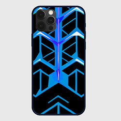 Чехол iPhone 12 Pro Max Blue lines on a black background