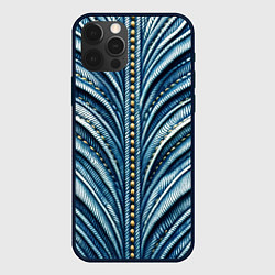 Чехол для iPhone 12 Pro Max Вышивка линий на джинсах, цвет: 3D-черный