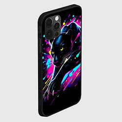 Чехол для iPhone 12 Pro Max Мощная пантера прыгает - нейросеть, цвет: 3D-черный — фото 2
