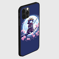 Чехол для iPhone 12 Pro Max Котёнок самурай - цветущая сакура, цвет: 3D-черный — фото 2