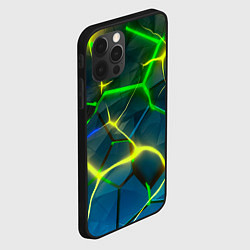 Чехол для iPhone 12 Pro Max Неоновые яркие зеленые плиты с желтым светом, цвет: 3D-черный — фото 2